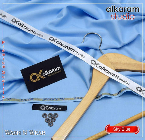 Men’s Unstitched Alkaram Wash And Wear Plain Suit