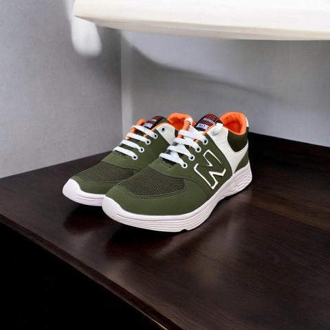 Men's Casual Green Sneakers - Comfortable Shoes Synthetic Leather Footwear
