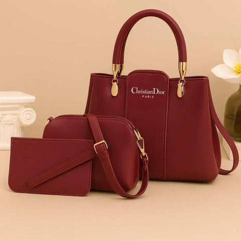 Girl's PU Leather Plain Hand Bag Set