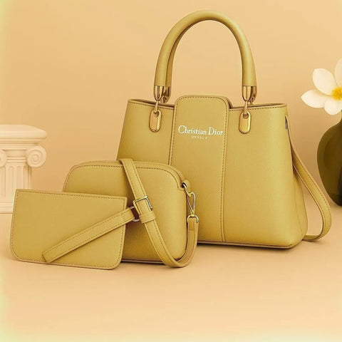 Girl's PU Leather Plain Hand Bag Set