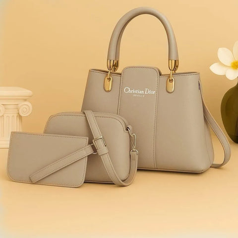 Girl's PU Leather Plain Hand Bag Set
