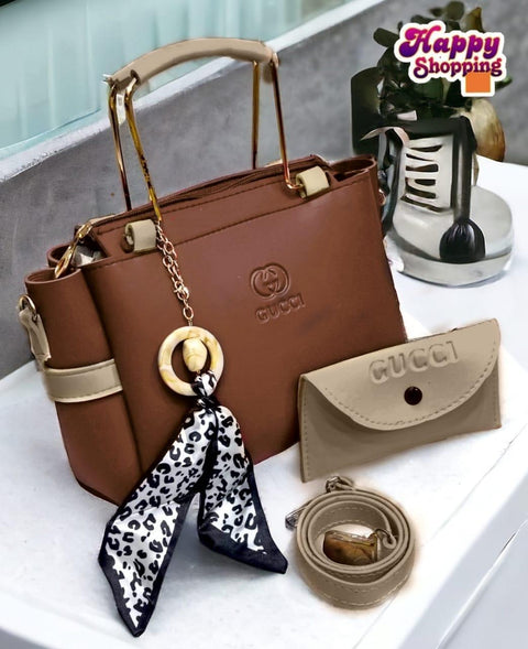 Women's Rexine Hand Bag Set - 2 Pcs - Stylish & Functional