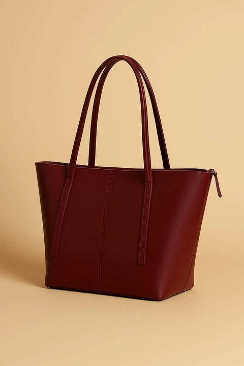 Women's PU Leather Plain Tote Bag