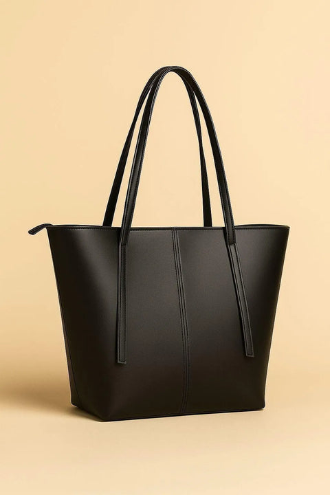 Women's PU Leather Plain Tote Bag