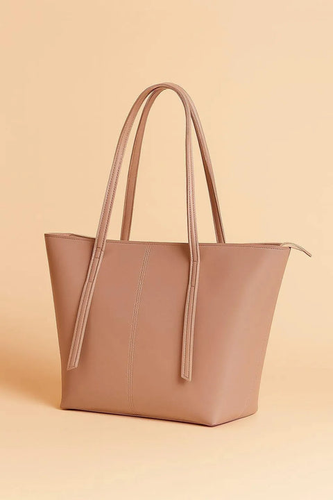 Women's PU Leather Plain Tote Bag
