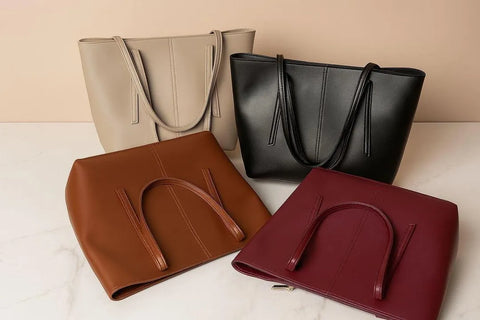 Women's PU Leather Plain Tote Bag