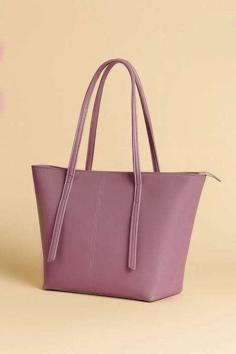 Women's PU Leather Plain Tote Bag