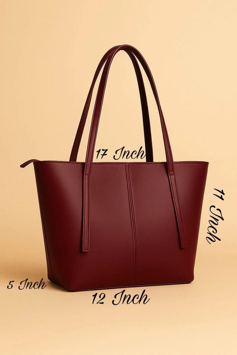 Women's PU Leather Plain Tote Bag