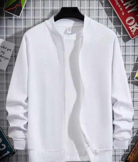 Men's Plain Polyester Collared Jacket - 1 Pc