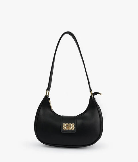 Girl's PU Leather Plain Shoulder Bag Moon shape bag