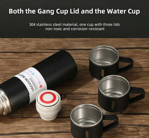 3 In 1 Vacuum Flask Thermos With Cup Set for School & Multipurpose Use