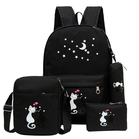 Girl's Canvas School Backpack Set