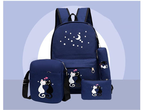 Girl's Canvas School Backpack Set