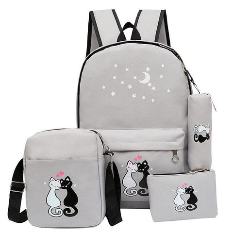 Girl's Canvas School Backpack Set