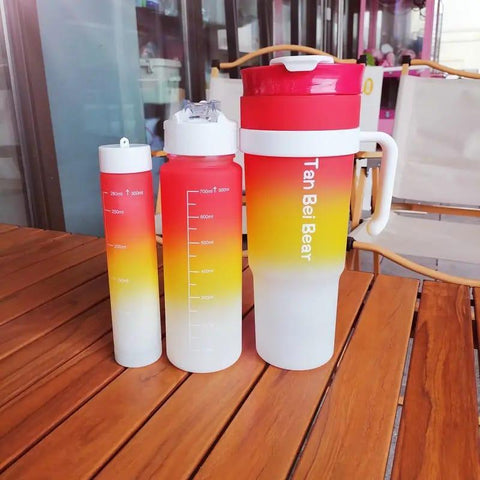 Multicolor Leak-Proof Gradient School Water Bottles - Pack of 3 Pcs