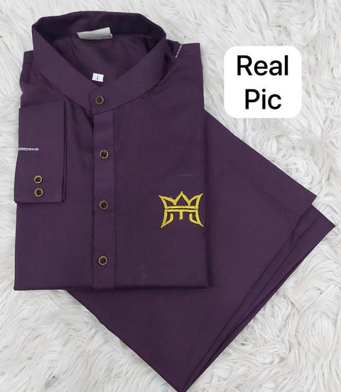 2 Pcs Men's Stitched Wash And Wear Plain Suit