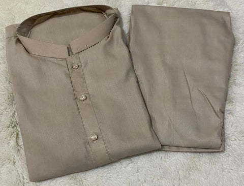Men's Wash And Wear Plain Shalwar Kameez - 2 Pcs Set in Grey