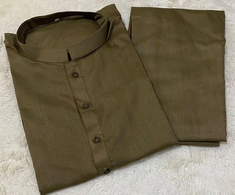Men's 2 Pcs Wash And Wear Plain Shalwar Kameez in Green