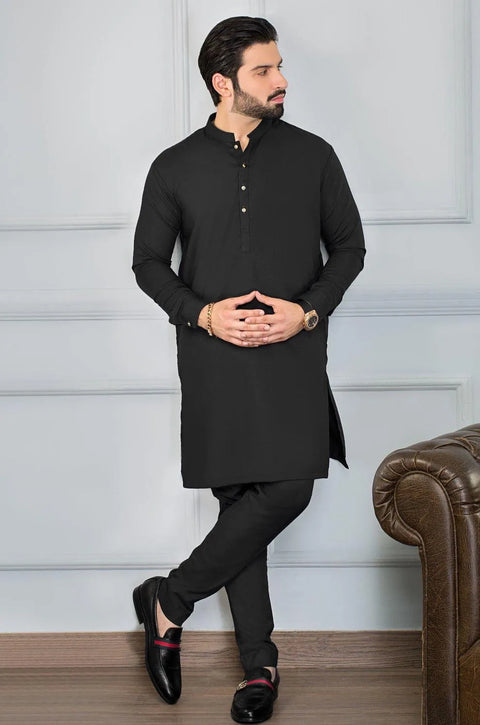 2 Pcs Men’s Stitched Wash And Wear Plain Shalwar Kameez