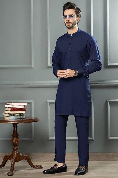 2 Pcs Men’s Stitched Wash And Wear Plain Shalwar Kameez