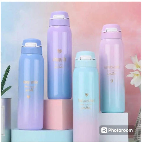 Gradient Color Stainless Steel Insulated School Water Bottle With Straw 500ml