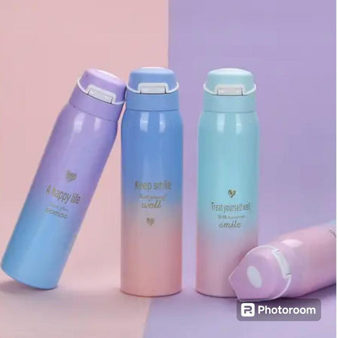 Gradient Color Stainless Steel Insulated School Water Bottle With Straw 500ml