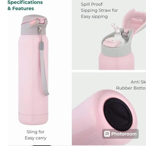 Gradient Color Stainless Steel Insulated School Water Bottle With Straw 500ml