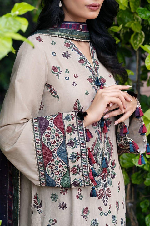 3 Pcs Women's Unstitched Embroidered Suit