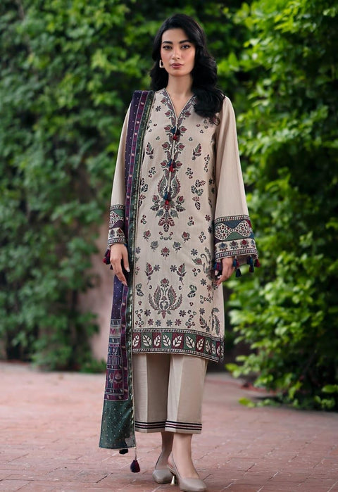 3 Pcs Women's Unstitched Embroidered Suit