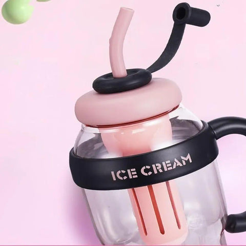 Insulated Straw School Water Bottle - Perfect For Gym - 1 Pc
