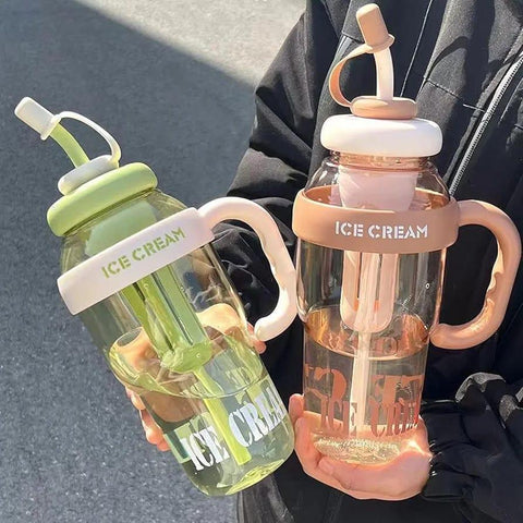 Insulated Straw School Water Bottle - Perfect For Gym - 1 Pc