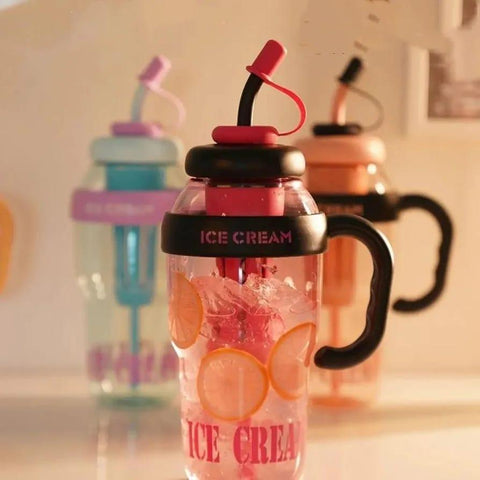 Insulated Straw School Water Bottle - Perfect For Gym - 1 Pc
