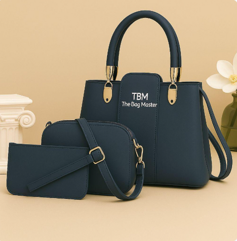 Women's Rexine Plain Hand Bag Set