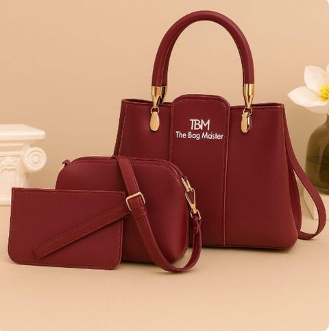 Women's Rexine Plain Hand Bag Set