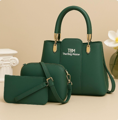 Women's Rexine Plain Hand Bag Set
