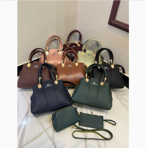 Women's Rexine Plain Hand Bag Set