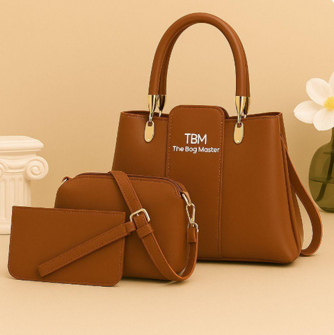 Women's Rexine Plain Hand Bag Set