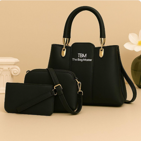 Women's Rexine Plain Hand Bag Set