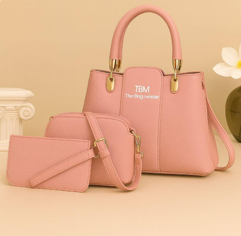 Women's Rexine Plain Hand Bag Set