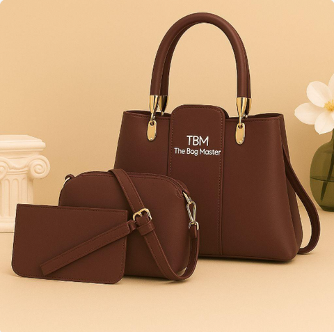 Women's Rexine Plain Hand Bag Set