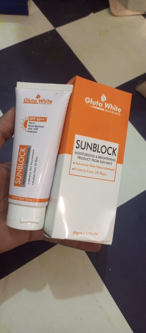 GlutaWhite Skin Brightening Sunblock SPF60 – Advanced UVA/UVB Protection, Oil-Free &amp; Long-Lasting Moisture (60gm)