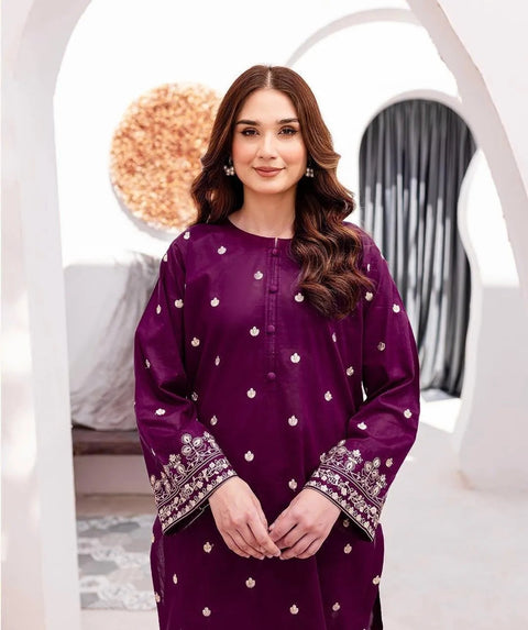 2 Pcs Women's Unstitched Embroidered Suit